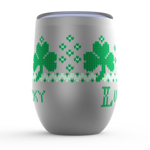 Shamrock Stemless Wine Tumblers, Irish Knitter Wine Tumbler, Knitter Gift, Red Headed Knitter Gift, Knitting Tumbler